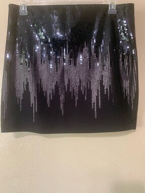 Express size L Black Gray Sequin Drip Mini Skirt